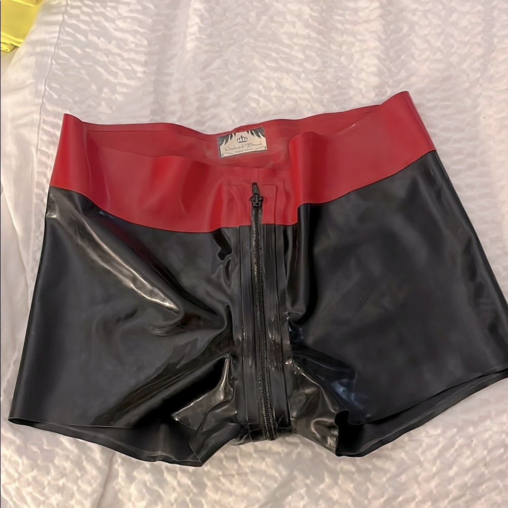 Black and Red latex unisex hot Shorts